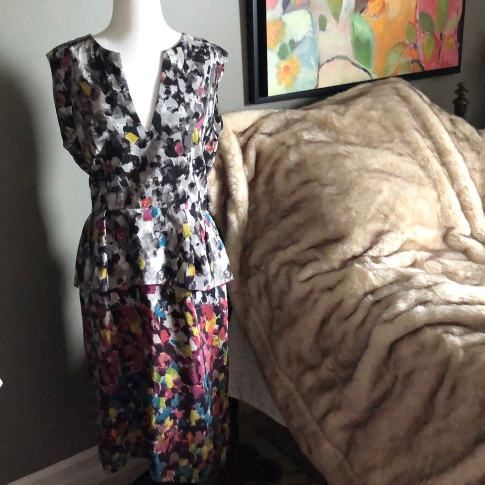 BCBGmaxazaria peplum, mid length sleeveless dress.